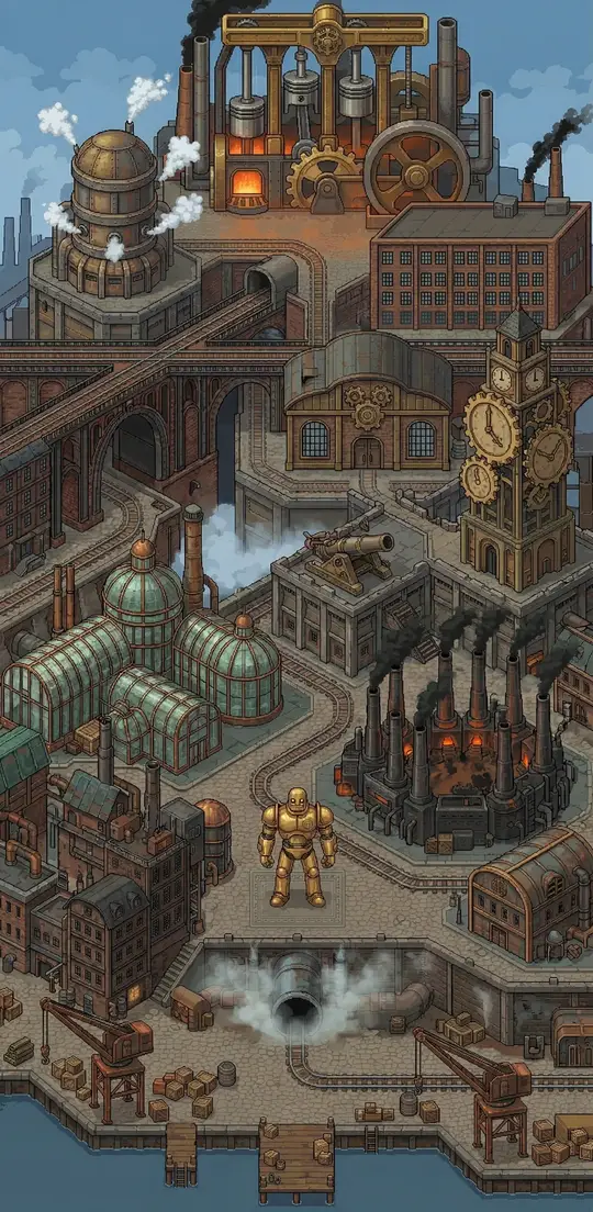 Weltkarte von Steampunk in RPG AI
