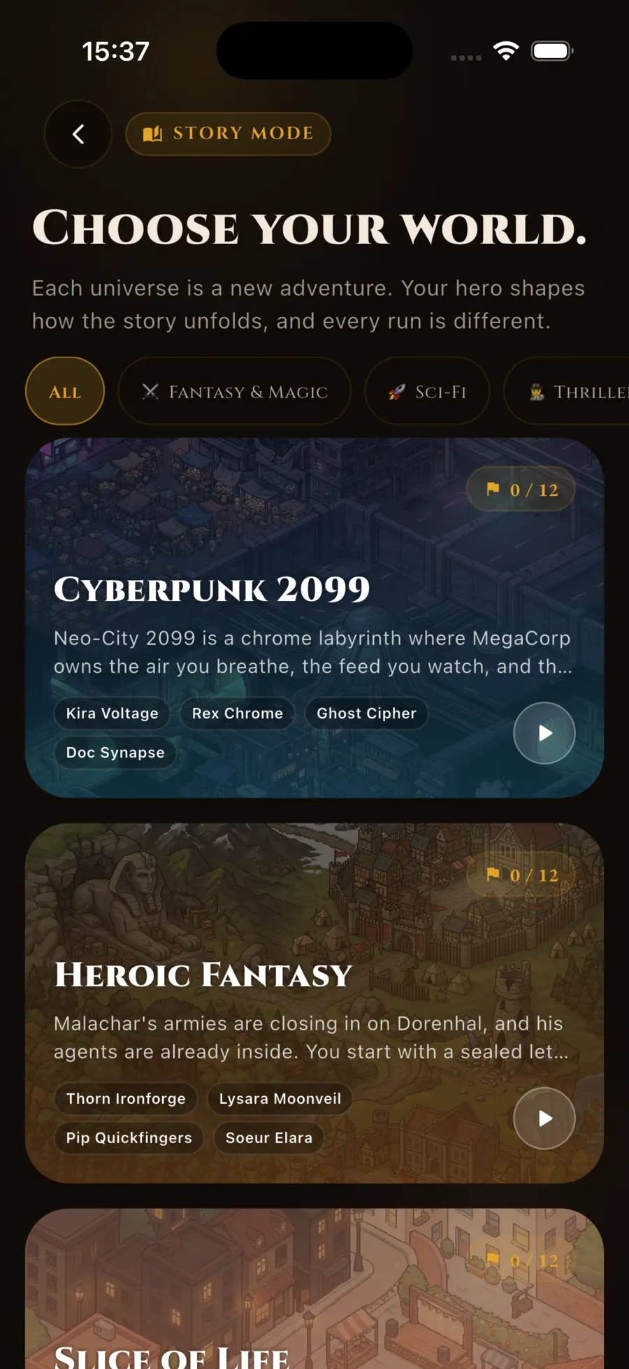 Aperçu des univers RPG AI