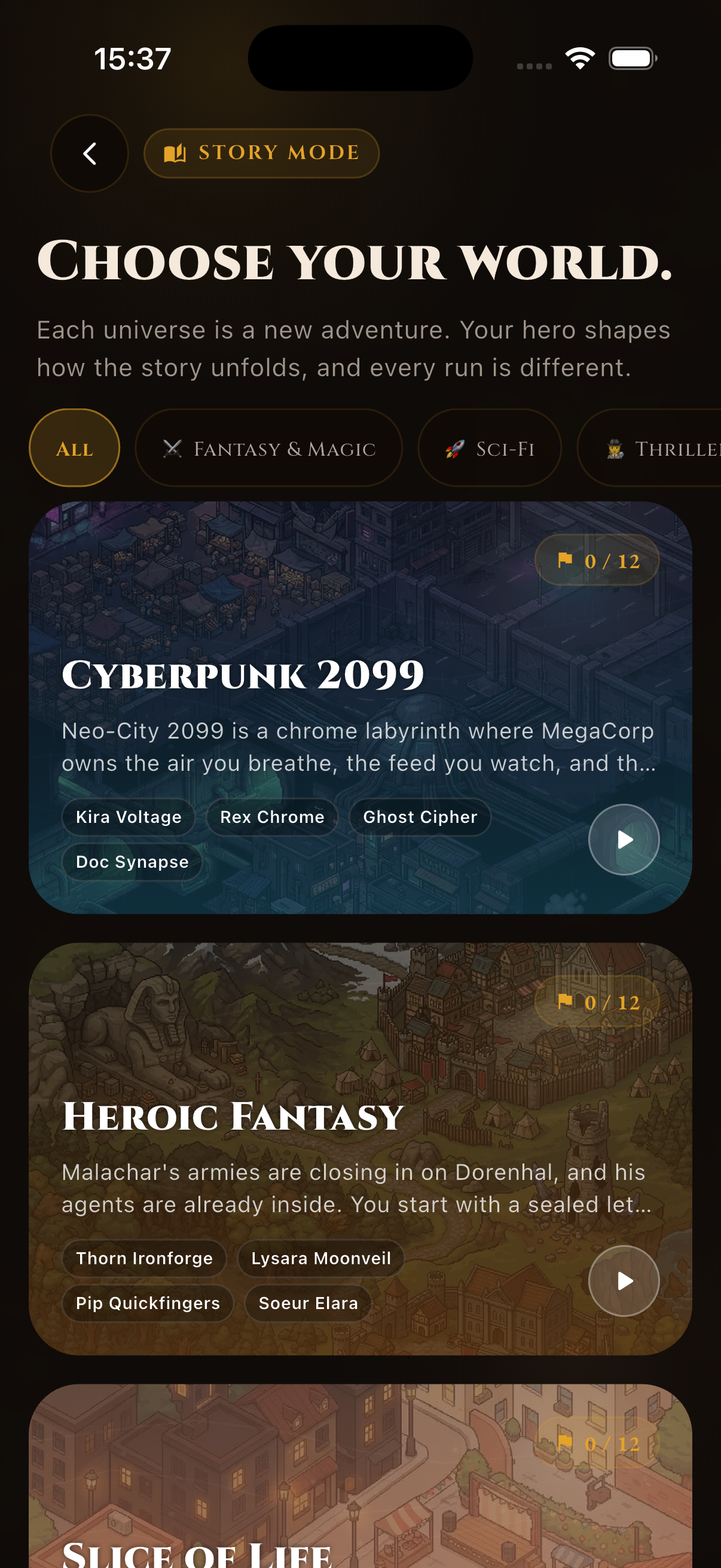 Aperçu des univers RPG AI